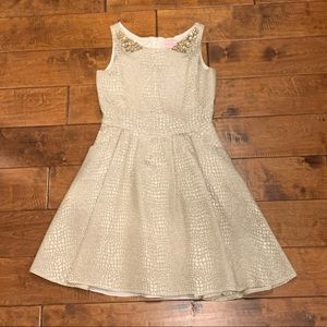 Gold Print Sequin Dress